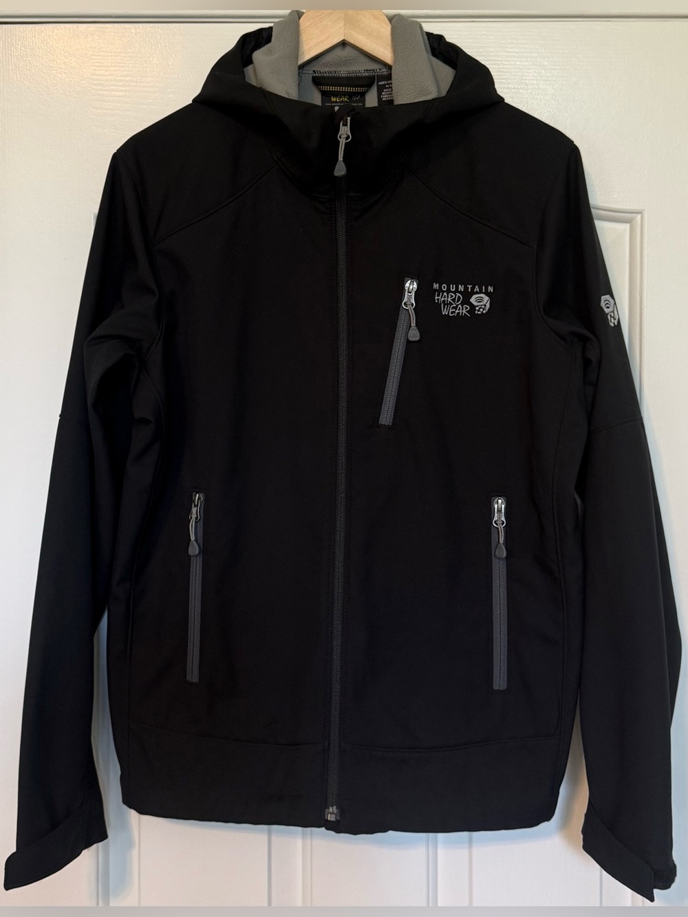 Mountain Hardwear Principia Softshell Jacket Men’s M Black Hooded Fleece Lined